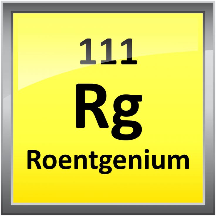 the chemical symbol for roentgenium is shown on a yellow square button with silver frame