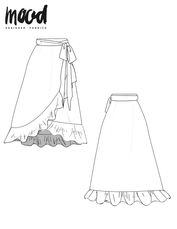 a drawing of a skirt with ruffles on the bottom, and an image of a