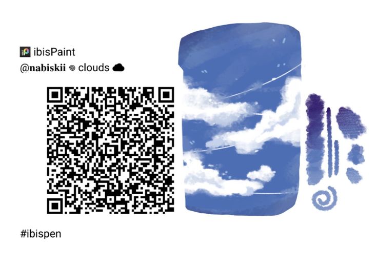 the sky is blue and white with clouds on it, as well as a qr code