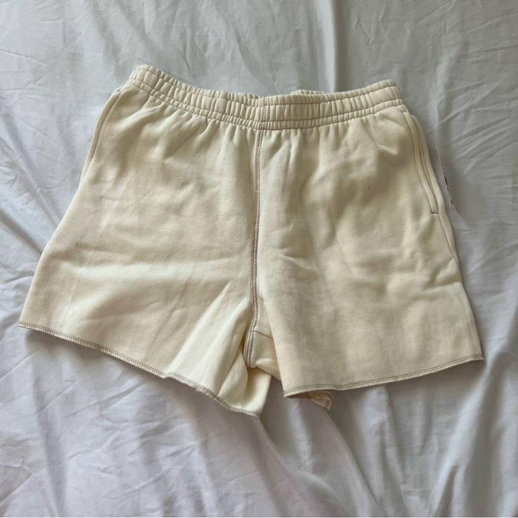 Pacsun Sweat Shorts Size Small Nwt Elastic Waistband Has Pockets Relaxed Fit Bottoms For Warm Weather Day Out, Comfortable High Waist Summer Bottoms, Comfortable High-waist Summer Bottoms, Sporty Cotton Bottoms For Warm Weather, White Cotton Summer Bottoms, White Cotton Bottoms For Warm Weather, Comfortable White Bottoms For Day Out, Beige Casual Loungewear Bottoms, Cream Beachwear Bottoms For Summer