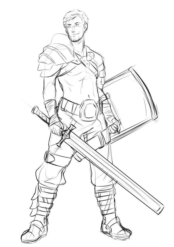 Drawing Reference Swordsman, Man In Armor Drawing, Armor Pose Reference, Dnd Drawing Base, Pose Reference Swordman, Swordsman Poses Drawing Reference, Knight Poses Drawing, Dnd Pose Reference, Male Base Drawing