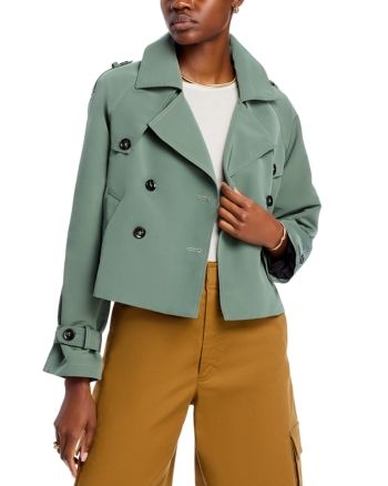 Steve Madden Sirus Cropped Double Breasted Jacket Versatile Green Outerwear For Work, Versatile Fall Blazer With Button Closure, Versatile Single Breasted Outerwear For Spring, Modern Cropped Jacket With Lapel Collar For Fall, Versatile Single-breasted Spring Outerwear, Tailored Chic Outerwear For Fall, Spring Casual Cropped Jacket With Double Button Closure, Tailored Cropped Jacket With Lapel Collar For Fall, Versatile Spring Outerwear With Lapel Collar