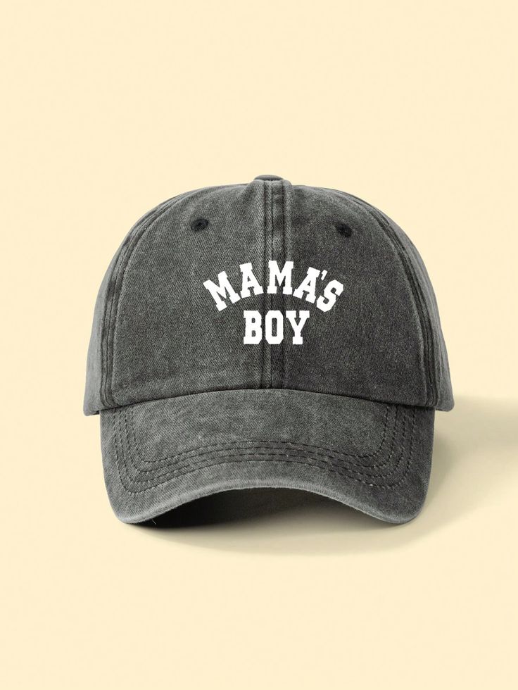 1pc Printing MAMA"S BOY Washed Baseball Cap For Children, Adjustable Outdoor Sunscreen Leisure Cap Suit Boys And Girls, Spring And Autumn Travel, Y2K Beach Vacation, Sun Protection Black Casual   Polyester  Baseball Cap   Kids Accessories, size features are:Bust: ,Length: ,Sleeve Length: Cute Cotton Baseball Cap With Letter Print, Hip Hop Dad Hat With Letter Print, One Size Fits Most Visor Hat With Letter Print, One Size Fits Most Hats With Letter Print Visor, One Size Visor Hat With Letter Print, Visor Hat With Letter Print, One Size, Gray Letter Print Cap, Hip Hop Hat With Letter Print For Outdoor, Dad Hat With Letter Print For Outdoor