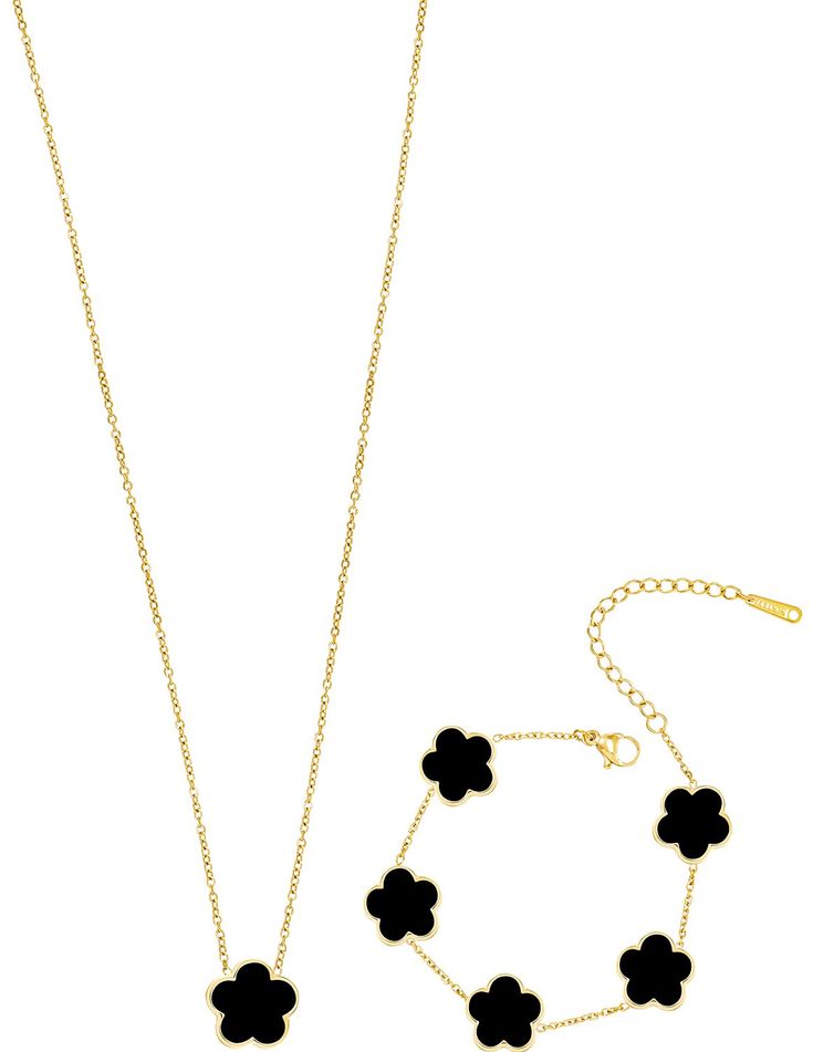 PRICES MAY VARY. ❤FLOWER JEWELRY❤These black jewelry sets are in the shape of flowers, a classic design, and they are very fashionable to wear and will make you stand out in a crowd. ❤SPECIAL DESIGN❤This dainty infinity jewelry set is an unique and heartfelt fashionable jewelry beautifully packaged and ready for gift giving. Also Suitable for daily wear. ❤SPECIFICATIONS❤Bracelet: Flower 13 mm(L)/13 mm(H) | 8g(W) Adjustable Chain:7+2 inch | clasp: lobster claw | Necklace: Flower 13 mm(L)/13 mm(H) Four Leaf Clover Bracelet, Stainless Bracelet, Claw Necklace, Bracelet Flower, Clover Bracelet, Steel Flowers, Infinity Jewelry, Black And White Flowers, Necklace Flower