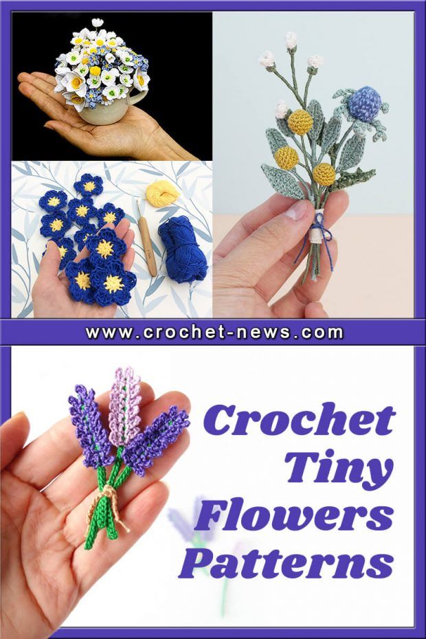 crochet tiny flowers are shown in this collage with the words crochet tiny flowers patterns