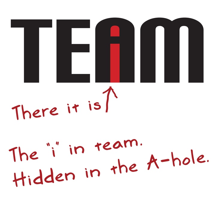 there is the word team in red and black on a white background with an arrow