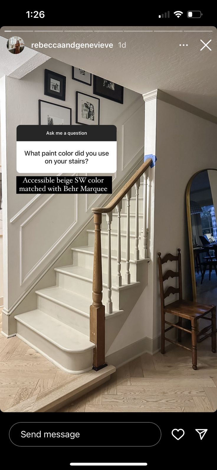 the stairs in this house are white and have black lettering on them that says, what paint color did you use on your stair?