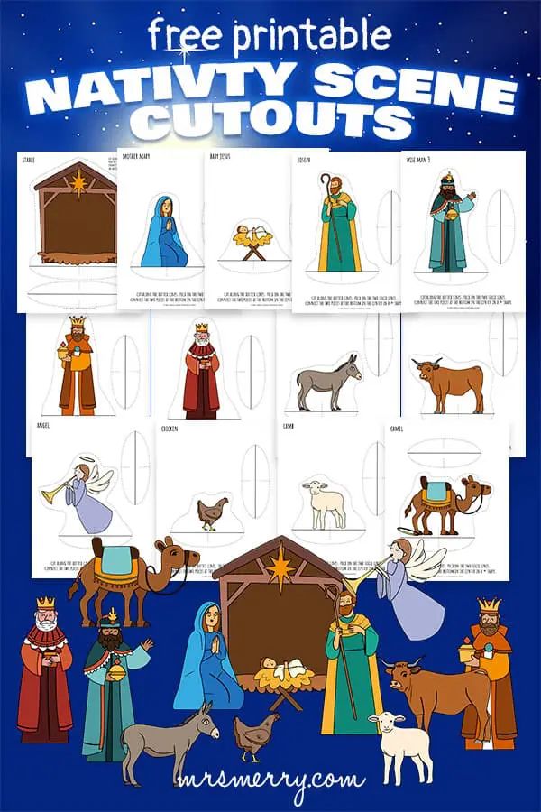 the nativity scene cut outs for kids