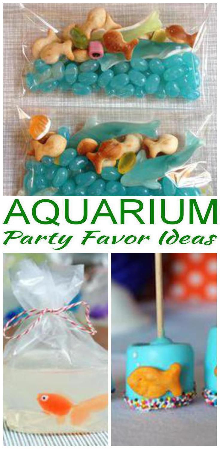 an aquarium themed party favors with candy and candies