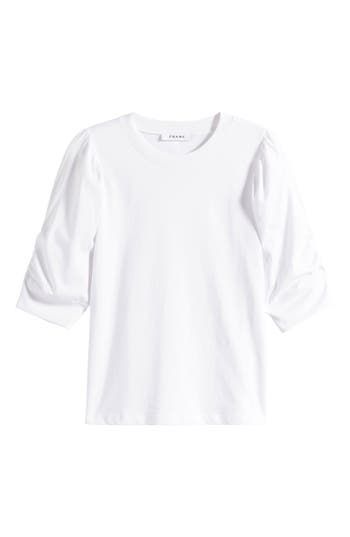 Ruching at the elbow-length sleeves creates gorgeous volume on this versatile organic-cotton top finished with a subtle embroidered logo at the waist. 23" length (size Medium) Crewneck Elbow-length sleeves 100% organic cotton Dry clean or machine wash, dry flat Imported Elbow Length Sleeve, Cotton Top, Cotton Blouses, Cotton Knit, Cotton Tops, Sleeve Cotton, Knit Top, Puff Sleeve, Organic Cotton