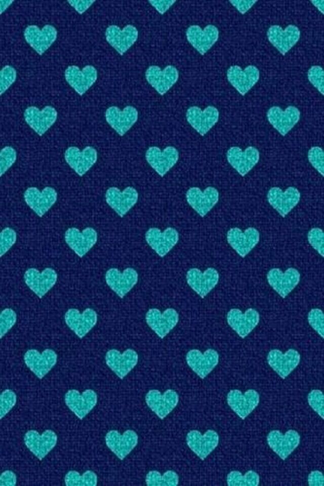 a blue background with small hearts on it