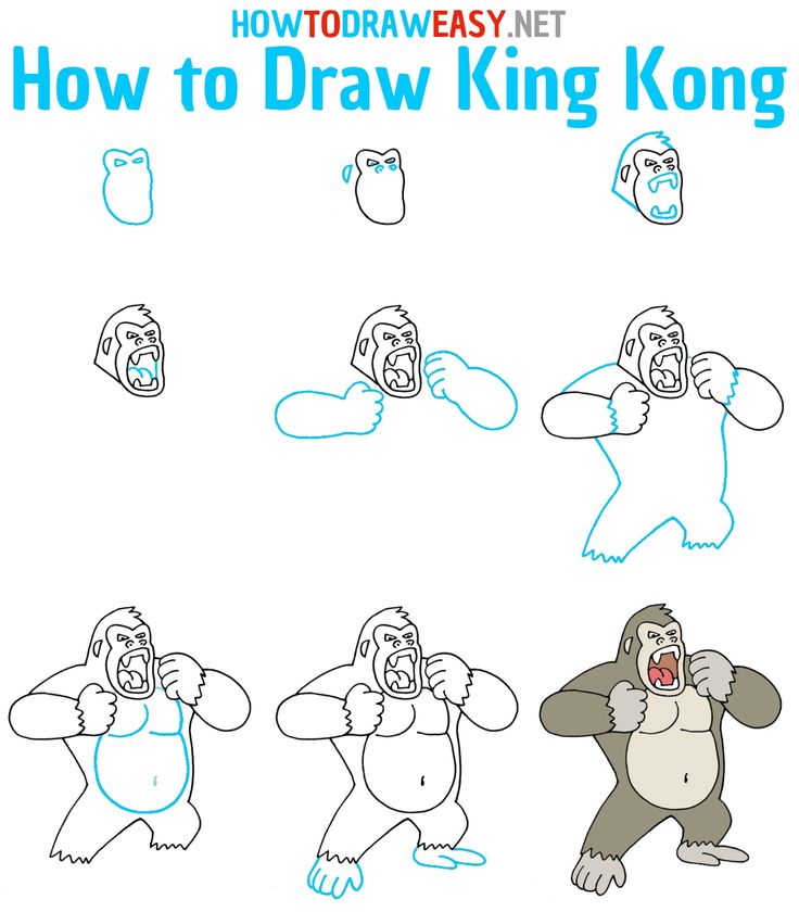 how to draw king kong step by step drawing instructions for kids and beginners with pictures