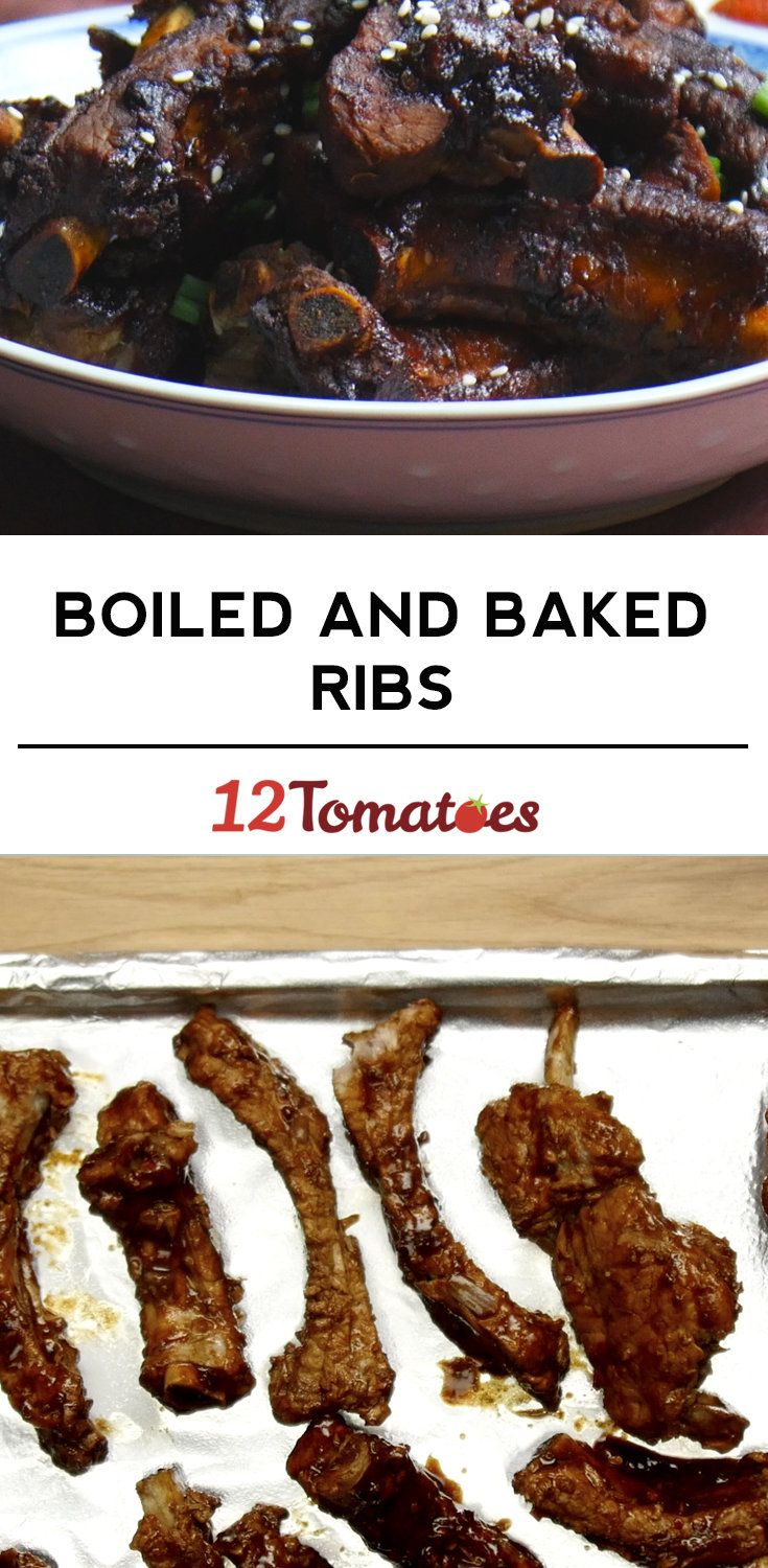 two pictures showing different types of baked ribs