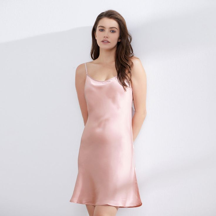 Charming Pink Chic Pink Cami Dress, Chic Pink V-neck Sleepwear, Casual Plain Pink Dress, Plain Pink Summer Dress, Elegant Pink Camisole For Daywear, Elegant Pink Slip Dress For Daywear, Pink Sleeveless Casual Sleepwear, Pink Sleeveless Camisole For Loungewear, Chic Pink Sleepwear For Spring