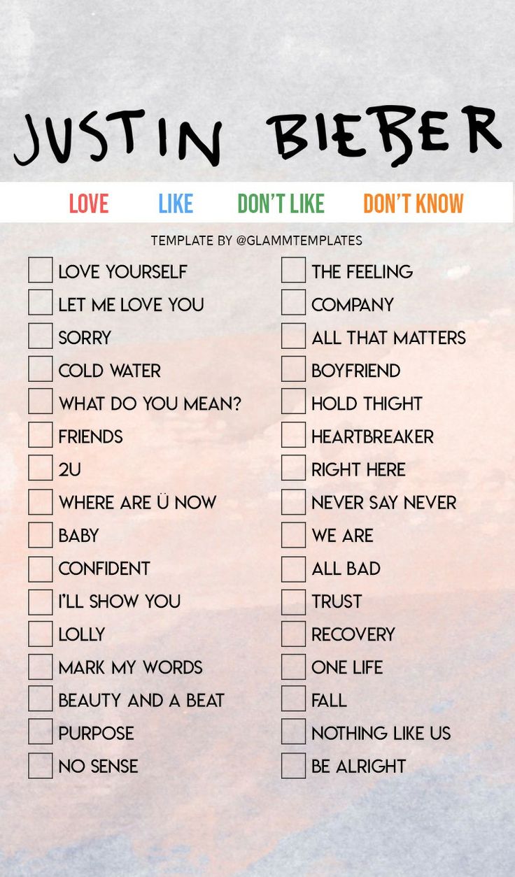 a list with the words, i love you like and don't know