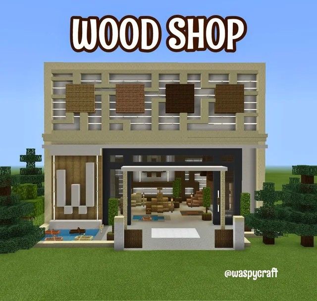 an image of a modern house with the words wood shop above it