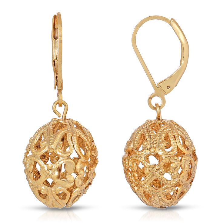 Oval Filigree Puff Drop Earrings Victorian Filigree Oval Earrings, Victorian Oval Filigree Earrings, Elegant Oval Earrings With Intricate Design, Gold Oval Earrings With Intricate Design, Ornate Oval Pierced Earrings, Yellow Gold Oval Filigree Earrings, Oval Filigree Earrings For Wedding, Oval Yellow Gold Filigree Earrings, Oval Yellow Gold Earrings With Intricate Design