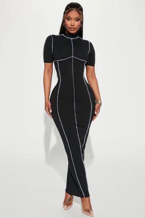 Black Short Sleeve Bodycon Dress In Elastane, Black Short Sleeve Elastane Bodycon Dress, Casual Black Maxi Bodycon Dress, Casual Black Maxi Length Bodycon Dress, Black Bodycon Dress With Short Sleeves, Black Elastane Bodycon Dress For Spring, Black Elastane Midi Dress For Spring, Casual Black Midi Dress In Elastane, Casual Black Elastane Midi Dress