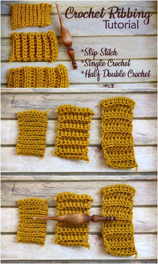 the crochet ribbing pattern is shown with instructions for how to use it