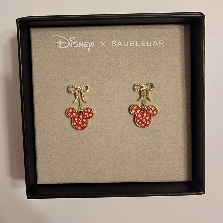 Baublebar Minnie With Bows Earrings Hard To Find Limited Edition New With Tags Gold Rhinestone Earrings, Mickey Earrings, Disney Earrings, Minnie Mouse Earrings, Threader Earrings Gold, Ear Crawler Earrings, Minnie Mouse Bow, Holiday Sparkle, Turtle Earrings