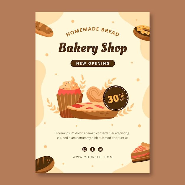 a bakery shop flyer with baked goods