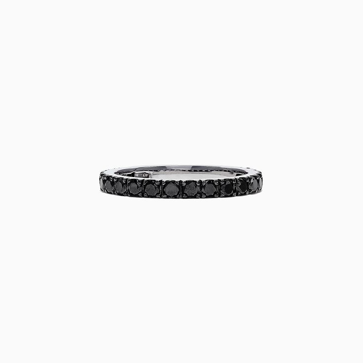 Effy 14K White Gold Black Diamond Stack Ring, 0.65 TCW | effyjewelry.com Diamond Stacks, Stack Ring, Effy Jewelry, White Stone, Stacking Rings, Black Diamond, Gold Black, Gold Metal, White Gold