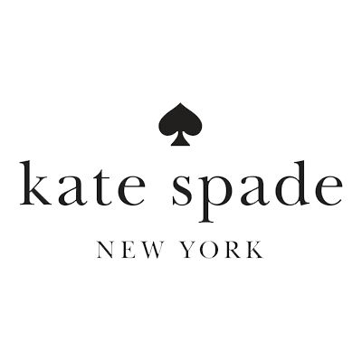 the kate spade new york logo is shown in black and white on a light gray background