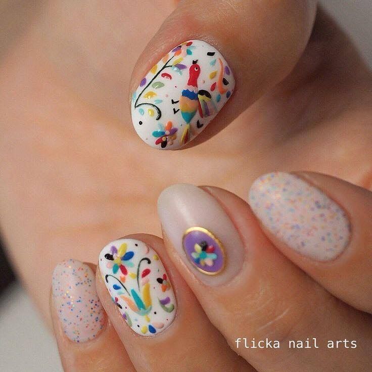 Mexican Nails, Colorful Nail, Nail Polish Art, Spring Nail Art, Colorful Nail Designs, Beautiful Nail Art, Nail Polishes, Nail Decorations, Perfect Nails