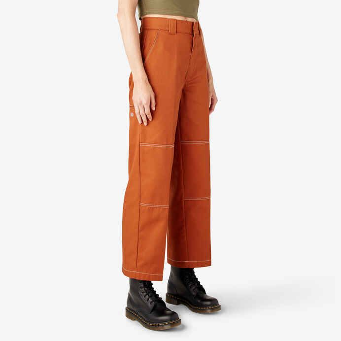 Women’s Relaxed Fit Double Knee Pants - Dickies US Relaxed Fit Work Pants With Belt Loops For Fall, High Waist Utility Cotton Work Pants, High Waist Cotton Utility Work Pants, Fall Utility Work Pants With Relaxed Fit, Fall Streetwear Work Pants With Tapered Leg, Fall Utility Work Pants With Straight Leg, Tapered Leg Work Pants For Streetwear In Fall, Fall Streetwear Utility Work Pants, Fall Utility Work Pants For Streetwear