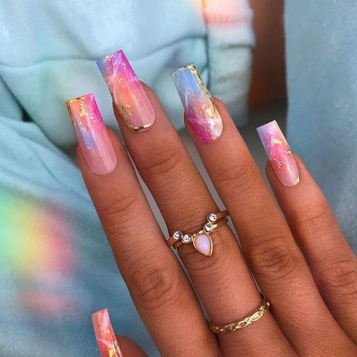 Hand Nail Art, Ocean Nails, Neon Acrylic Nails, Opal Nails, Nagellack Trends, Simple Acrylic Nails, Nails Only, Summer Acrylic Nails, Glam Nails