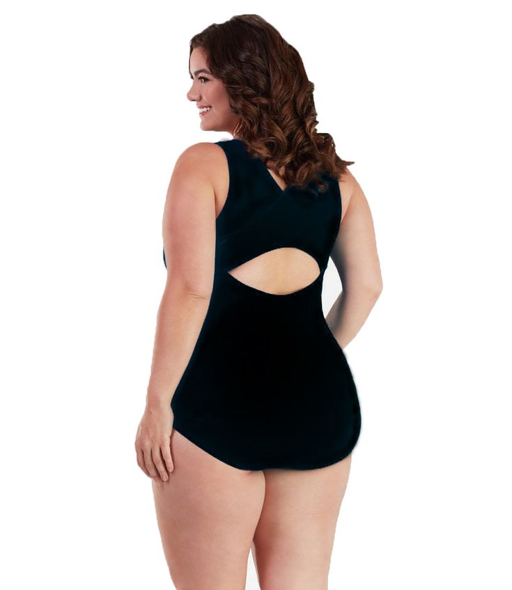 When in the water, you want swimwear that embodies both performance and style. JunoActive's AquaSport™ swim collection accomplishes both. This flattering one-piece is made from our most chlorine resistant fabric. With features including built in bra and keyhole back, this swim suit will provide hours of enjoyment in and out of the water. Imported High-Tech Fabric 47% PBT / 53% Polyester Our most chlorine resistant fabric; long lasting look, shape and color Quick drying fabric, good for every day Black Swimwear With Built-in Bra And Low Back, Black Swim Dress With Built-in Bra For Pool, Black Shapewear Swimwear, Black Low Back Lined Swimwear, Black Low Back Swimwear With Lined Body, Black Low Back Swimwear With Built-in Bra, Black Smoothing Shapewear Swimwear, Black Lined Swimwear, Black Low-back Bodysuit For Pool