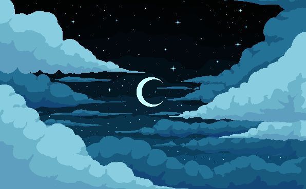 the night sky is full of clouds and stars