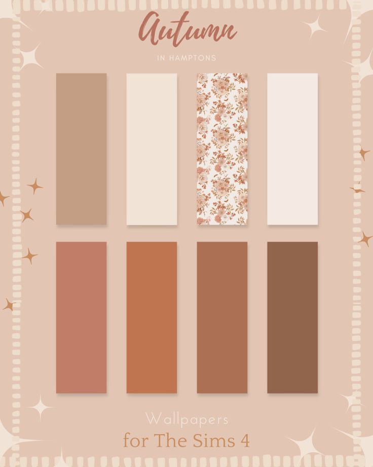 the autumn wallpapers for the sims 4 collection is shown in shades of brown, beige