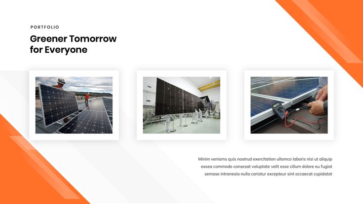 an orange and white brochure with images of solar panels