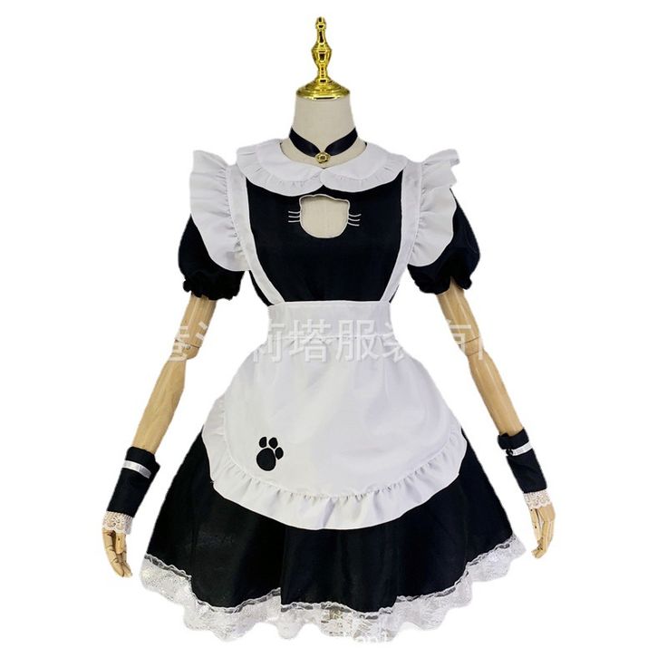 Black Cute Cat Printed Lolita Maid Dress Condition: Brand NewColor: BlackSize: S-5XLMaterial: Cotton and PolyesterSleeves: short sleevesIncluded:   Dress+Apron + Headdress + Bell collar + Wrists Kawaii Costume Dress, Kawaii Fitted Costume Dress, Kawaii Fitted Cosplay Dress, Fitted Doll Collar Dress For Cosplay, Cute Fitted Cosplay Dresses, Doll Collar Dress For Halloween Costume Party, Halloween Costume Party Dress With Doll Collar, Halloween Doll Collar Costume Party Dress, Kawaii Dresses For Costume Party And Cosplay Events