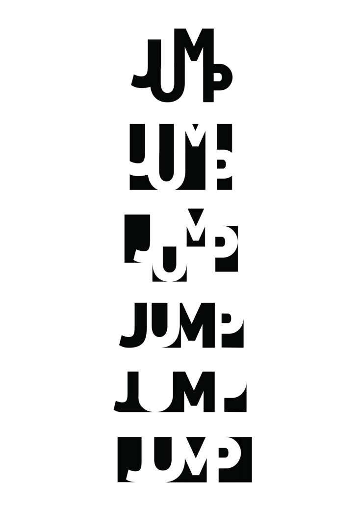 the letters are black and white in different font styles, including one for each letter