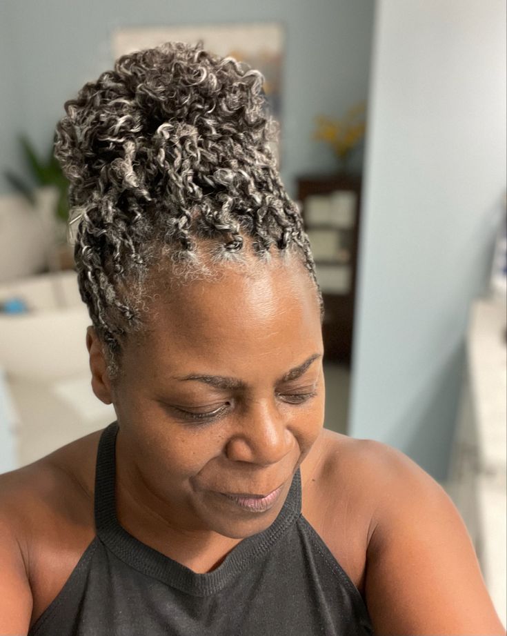 Passion Twist Xpression Salt and Pepper Hair Protective Style Xpression Braiding Hair, Grey Hair Braids, Short Hair Twist Styles, Natural Hair Haircuts, Pepper Hair, Spring Twist Hair, Flat Twist Hairstyles, Braids With Shaved Sides, Natural Braided Hairstyles