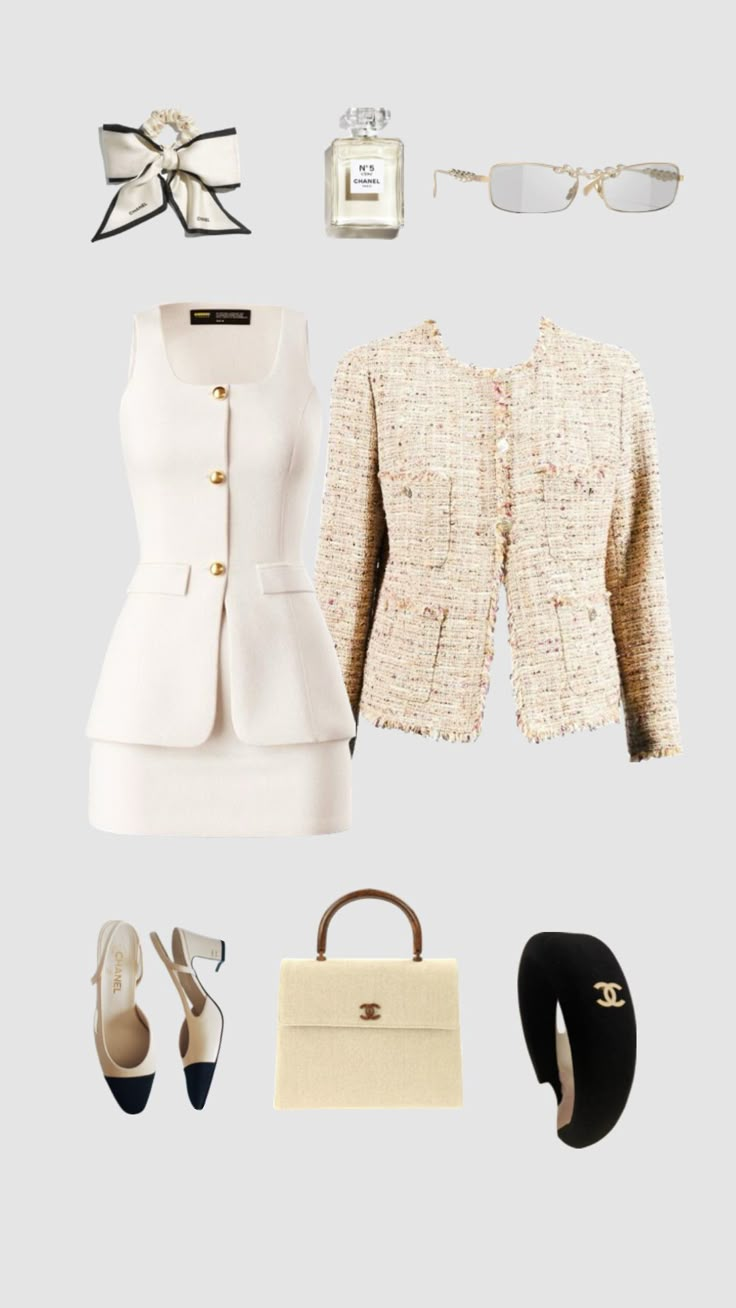 #outfitinspo #chanelitgirl #chanel Look Book Outfits, Cold Fashion, Gossip Girl Outfits, Elegant Outfit Classy, Chanel Outfit, Sweet Clothes, Fashion Top Outfits, Iconic Dresses, Classy Work Outfits