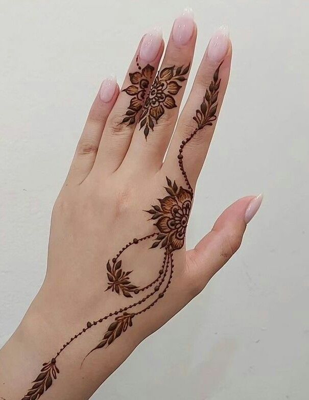 a woman's hand with henna tattoos on it