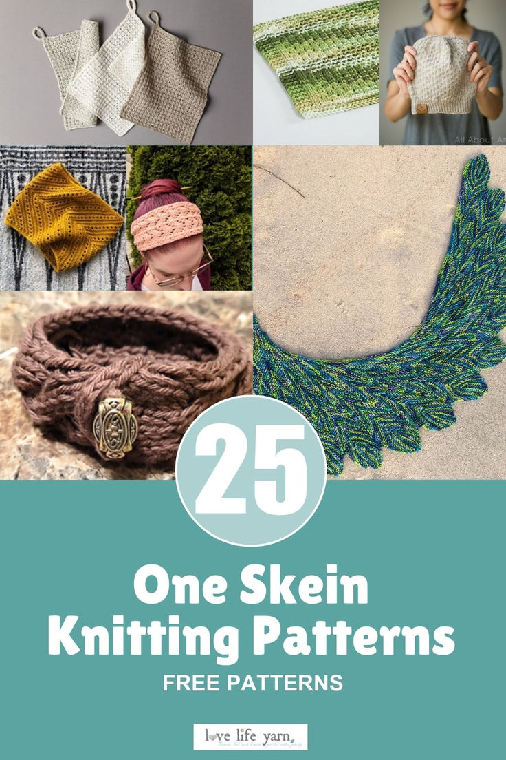 25 WONDERFUL ONE SKEIN KNITTING PATTERNS Knitting Patterns One Skein, 2 Hour Knitting Projects, Mindless Knitting Projects, Loops And Threads Patterns Knitting, One Ball Of Yarn Knitting Projects, Absolute Beginner Knitting Projects, Beginning Knitting Patterns Free, 2 Skein Knitting Projects, Single Skein Knitting Projects