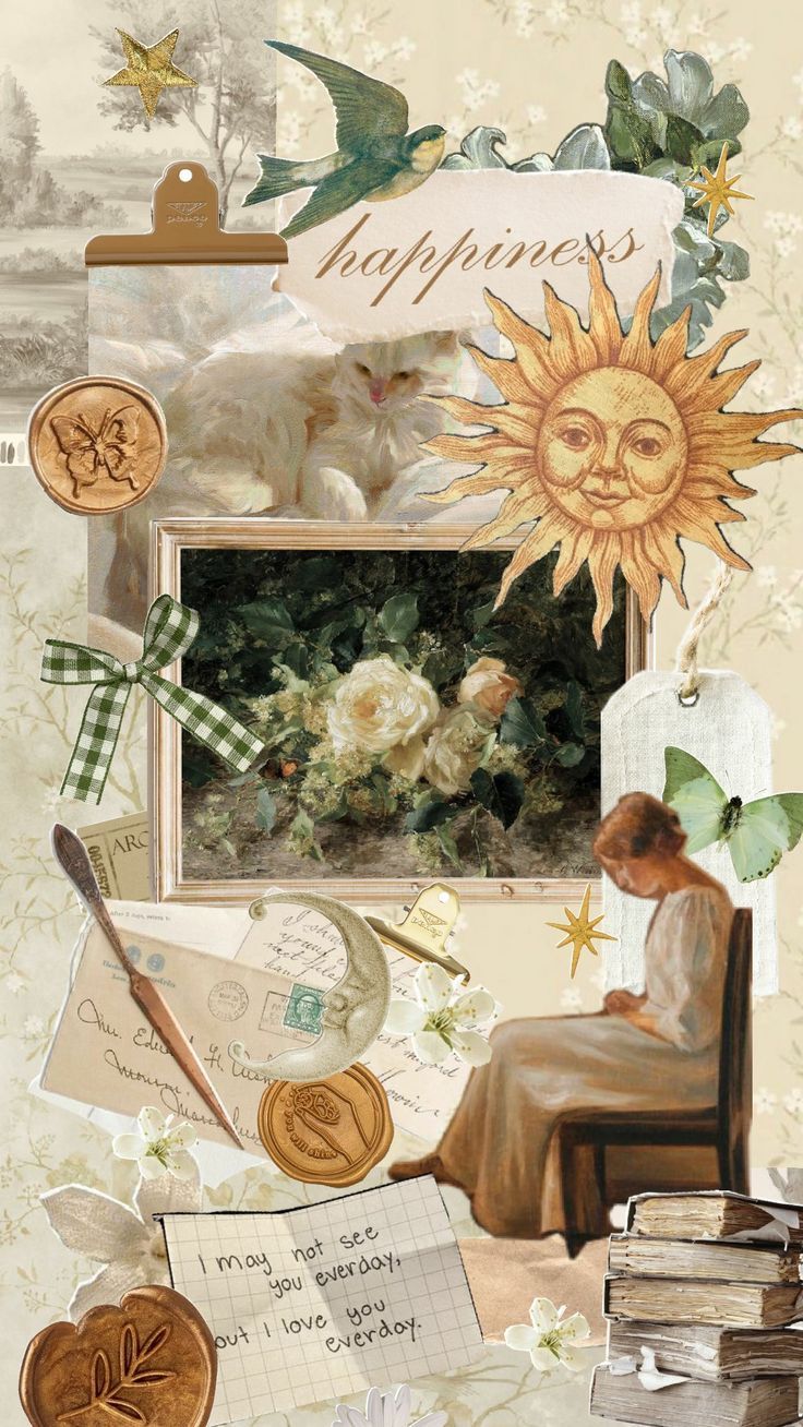 a collage of pictures with flowers, sun and other things on it's surface