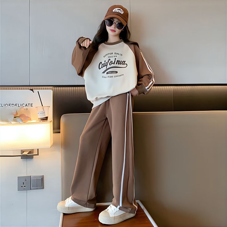 Girls Tracksuit 2024 Autumn New Casual Sweatshirt Two Pieces Teen Children Clothing Set School Casual Sportswear 12 13 14 Years - AliExpress 1501 Beauty Apps, Sportswear Outfits, Girls Sportswear, Tracksuit Outfit, Casual Outfits For Teens, Sportswear Fashion, Casual Sportswear, Easy Trendy Outfits, Children Clothing