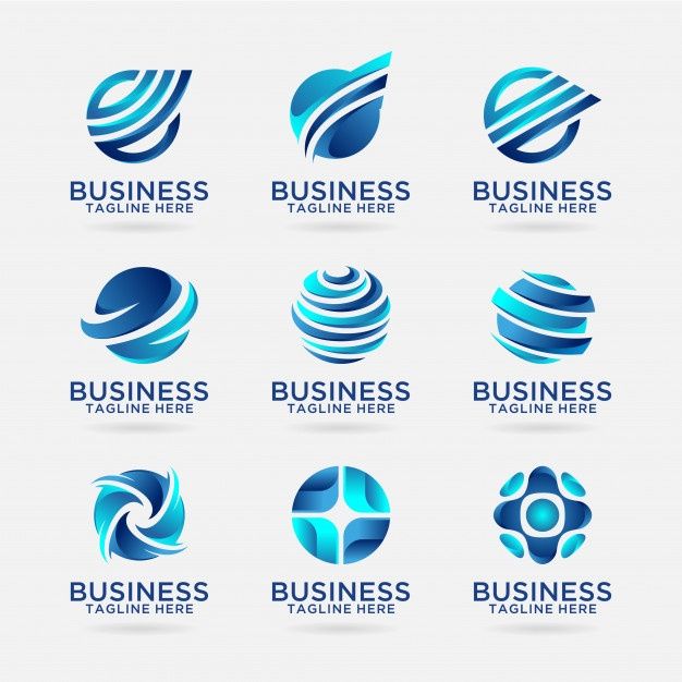 blue business logo templates with rounded shapes