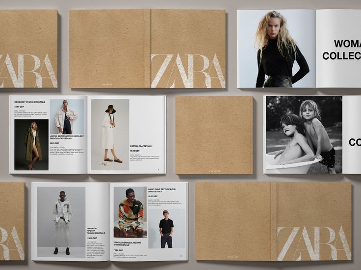 an open book with pictures of women in clothes and the words zara on it