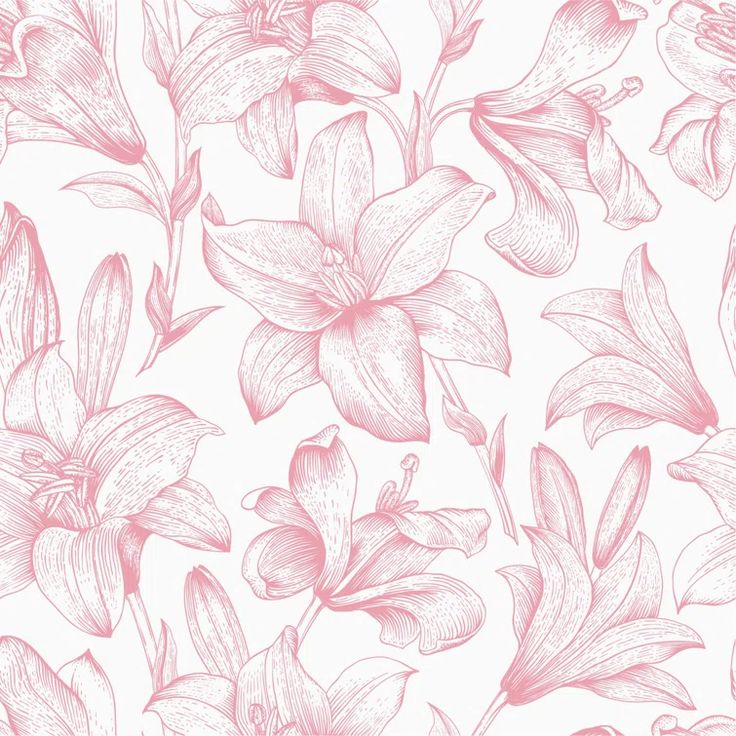 seamless floral pattern with pink flowers on white background stock photo - 957982