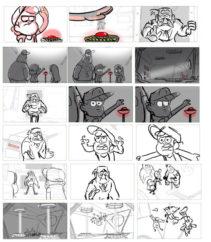 the storyboard shows how to draw cartoon characters