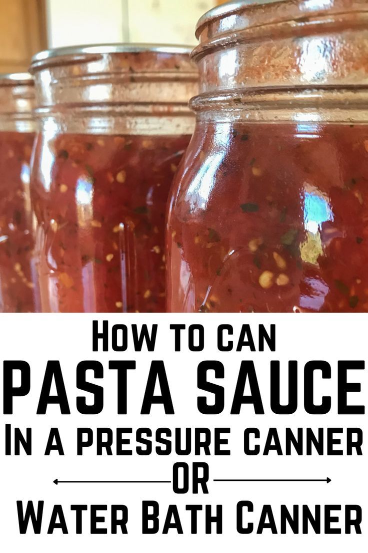 three jars filled with food sitting on top of a counter next to a sign that says, how to can pasta sauce in a pressure camera or water bath scanner