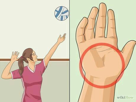 a woman throwing a ball in front of a whiteboard with the word volleyball on it