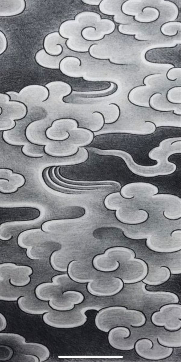 an artistic drawing of clouds in the sky