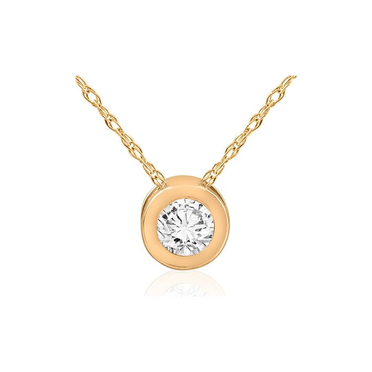 Pompeii3 1/2ct Round Solitaire Bezel Diamond Pendant 14k Yellow Gold, Women's, Size: Small Yellow Gold Solitaire Necklace With Bezel Setting For Anniversary, Classic Round Solitaire Necklace With Smooth Bezel, Classic Gold Solitaire Necklace With Smooth Bezel, Yellow Gold Diamond Necklace With Smooth Bezel For Anniversary, 14k Gold Round Pendant Diamond Necklace, Anniversary Solitaire Necklace With Round Cut And Smooth Bezel, Classic Yellow Gold Round Cut Birthstone Necklace, Classic Yellow Gold Solitaire Necklace With Tension Setting, Gold Solitaire Diamond Necklace With Tension Setting